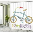 thumbnail image 5 of Ambesonne Cartoon Shower Curtain, Bicycle Love Words, 69"Wx84"L, Multicolor, 5 of 5
