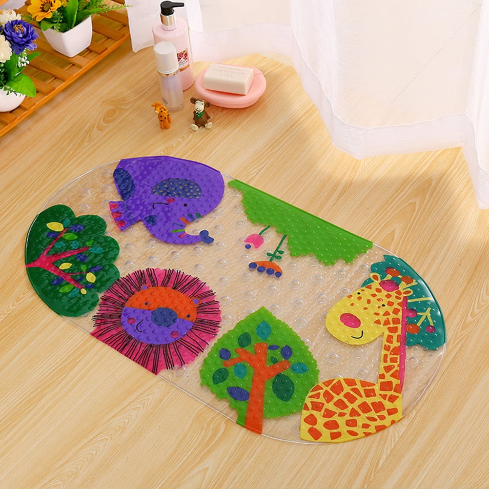 Cute Cartoon Animal Bath Mat Baby Kids PVC Non Slip Mat Skid Proof Anti  Bacterial Mildew Mold Bathtub Mat (Zoo) 