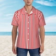 thumbnail image 2 of Fotbe Rayures Rouges et Blanches pour Hommes Unisexe Été Plage Décontractée Manches Courtes Chemises en Coton Lin à Boutons, Moyen, 2 of 7