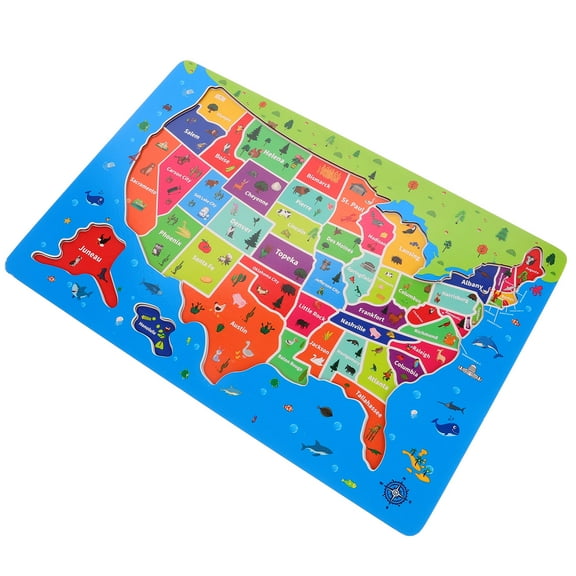 LOLIPPYY Jigsaw Puzzle USA Map Puzzle Wood Multi 1 Set For Spatial Awareness Development
