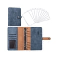 thumbnail image 1 of Funda para carpeta económica de cuero PU A6 con 12 bolsillos para carpetas A6, bolsas para hojas sueltas, carpeta económica de 6 anillas, sistema de sobres para efectivo, azul - Azul, 1 of 5