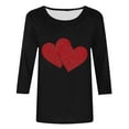 thumbnail image 4 of HaoXianJian Valentine's Day Shirt for Women Glitter Love Heart Printed T-Shirt Top 3/4 Sleeve Tee Crew Neck Casual Blouse Tops Size S-2X, 4 of 4