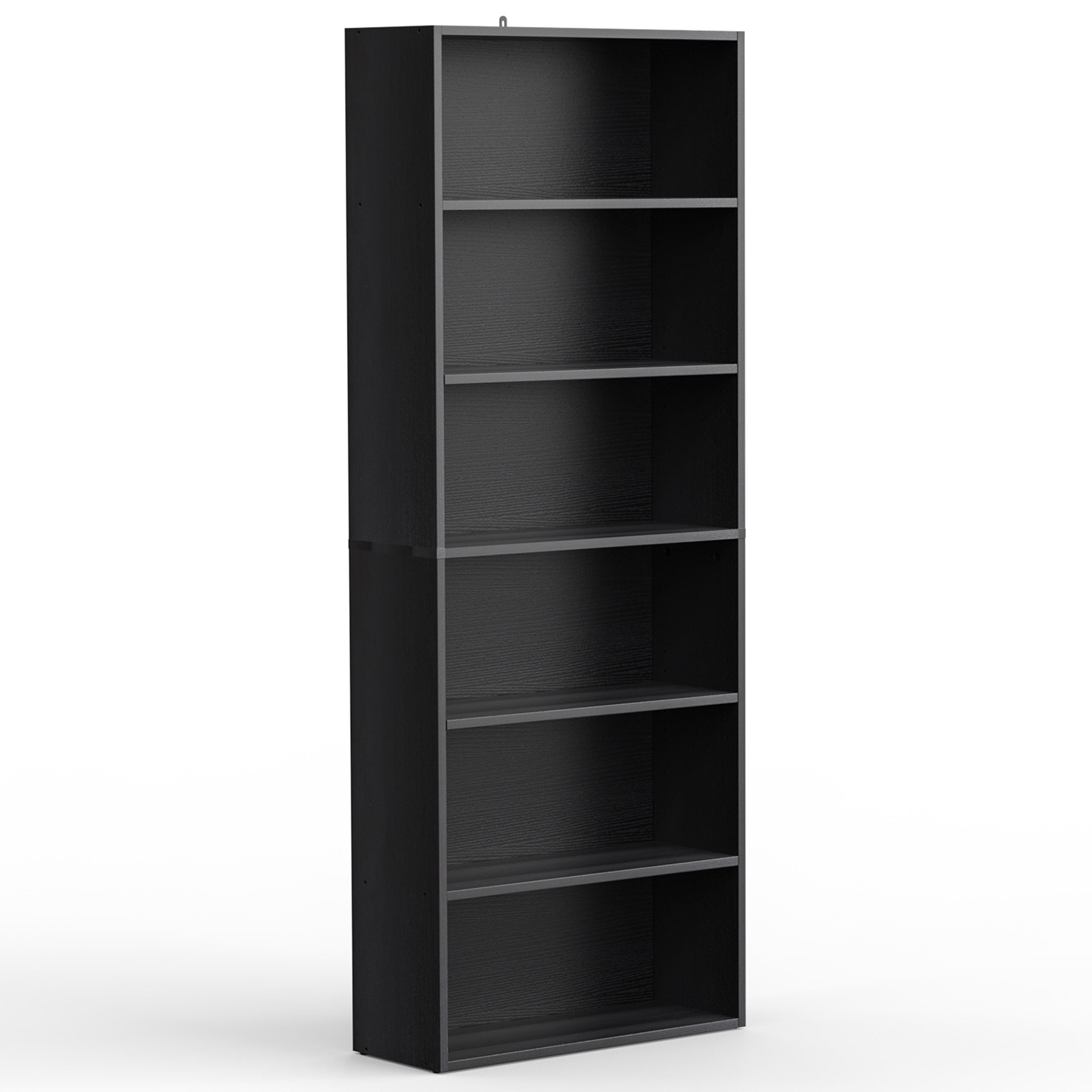 JIOABL 6 Tiers Bookcase, 63 Inch Large Storage Tall Standing Bookshelf with Adjustable Shelves for Home Office, Living Room, Bed Room, Black