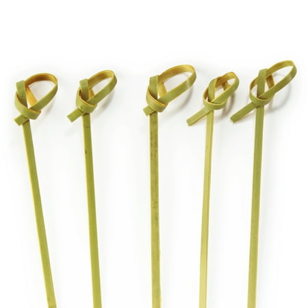 

BambooMN 4.7 Bamboo Green Knotted Knot Skewers Picks for Cocktails and Hors D oeuvres Party Supplies 300 Pieces