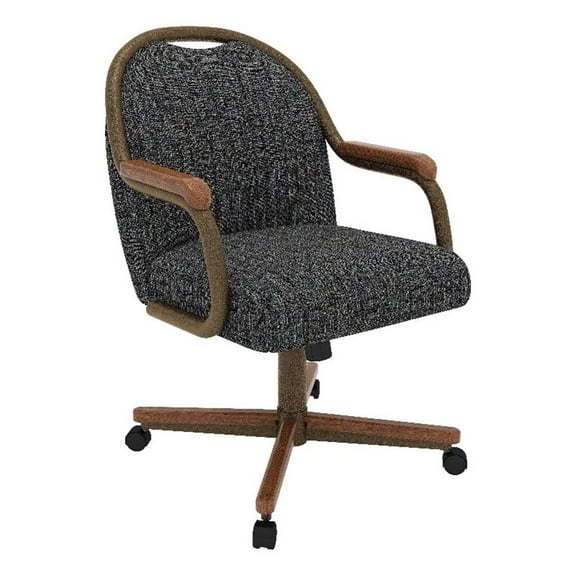 Chromcraft CM188 Caster Dining Chair in Solid Wood Walnut and Bronze Finish