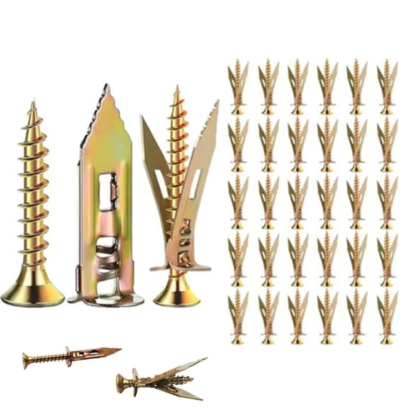 Self Drilling Metal Drywall Grip Anchors and Screws Set, Self Drilling Drywall Anchors, Easy Application No Drill Needed(30)