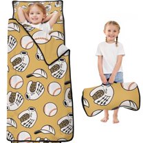 Yellow Baseball Items Pattern Toddler Nap Mats for Kids Preschool,Sleeping Mat Bag or Kids,Toddler Sleeping Bag,Toddler Nap Mat or Daycare
