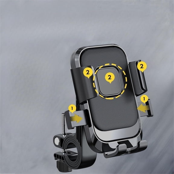 Rotation Cell Phone Holder Anti-Vibration Motorcycle Phone Mount Metal Clamp E-Bike Handlebar Navigation Phone Bracket for Cycling Scooter ATV Offroad