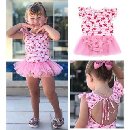 Hot fashion Baby Girls Pink Swimwear Romper Short Dress Summer Suit Best
