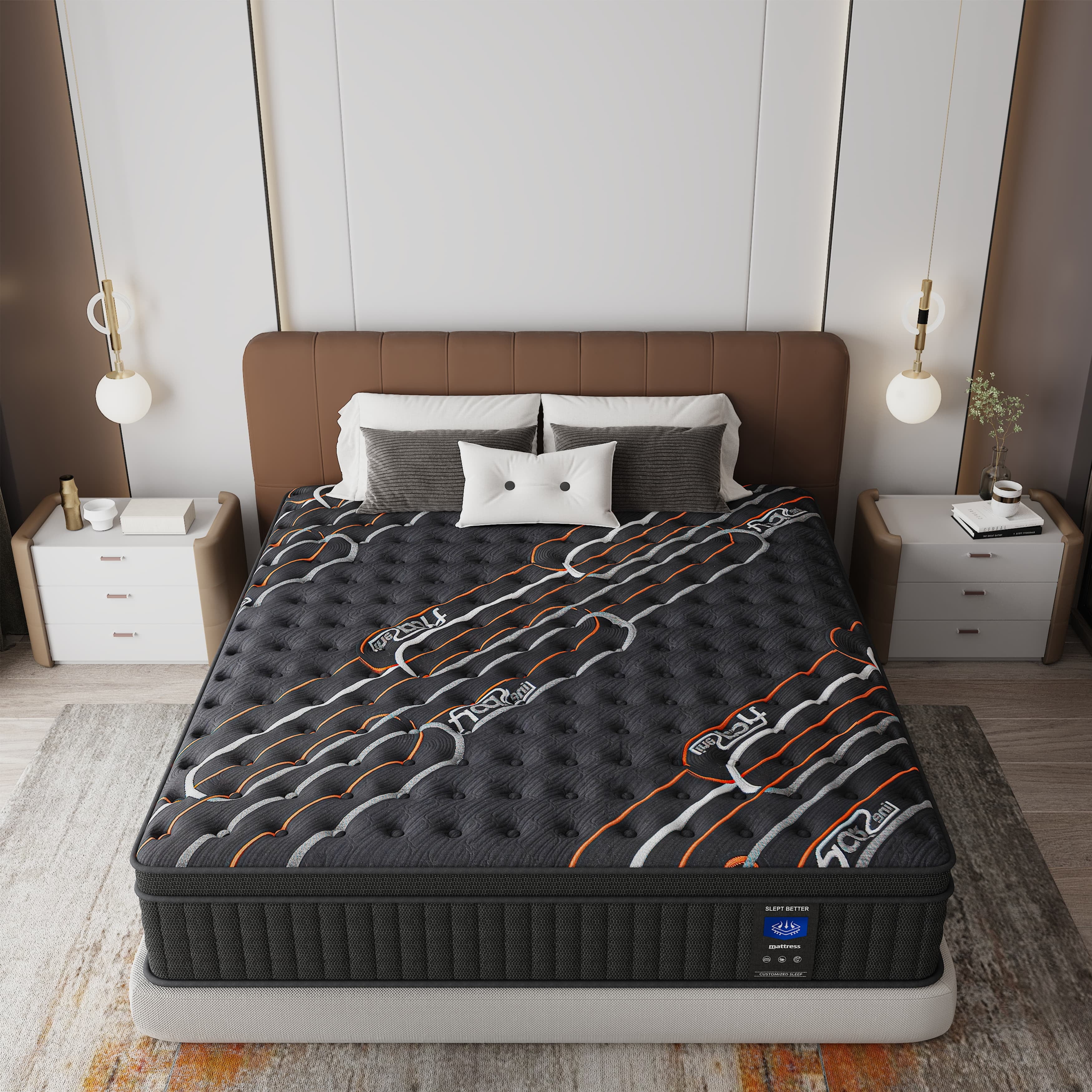 MRH Full 12 inch Euro Top Hybrid Mattress in a Box – Memory Foam & Individually Pocket Springs Medium Black