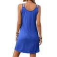 thumbnail image 1 of Vestido sin mangas de primavera/verano para mujer: cuello redondo, color liso, corte holgado, informal/relajado, mezcla de poliéster, 1 of 8