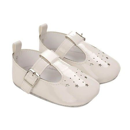 

DNDKILG Infant Girls Boy Spring Summer Fall Star First Walkers Shoes Flats Baby Toddler Soft Sole Dress Rubber Sole Mary Jane White 6M-2Y 12