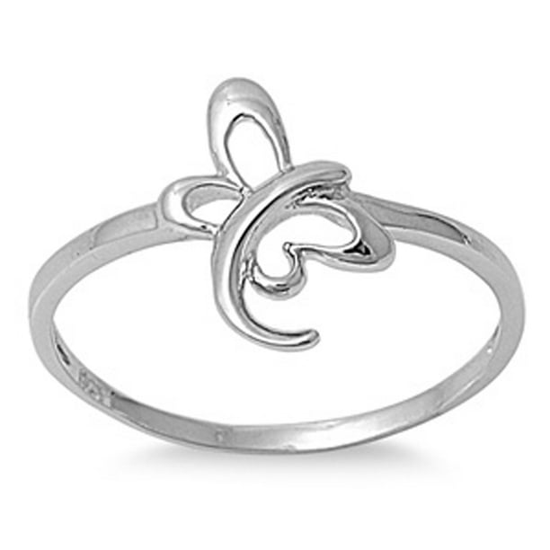 Sac Silver Sterling Silver Women's Simple Butterfly Ring New Cute 925