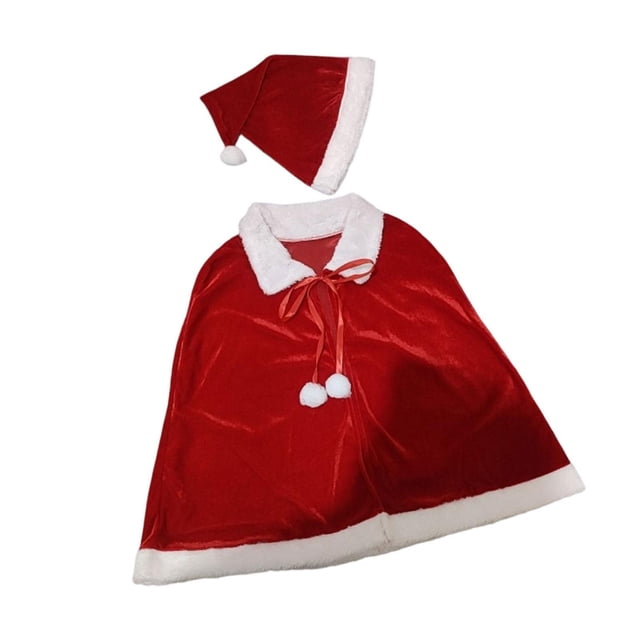 Injueey Capa navideña festiva con bolas de felpa y cordones para suministros navideños Kits de decoración para fiestas