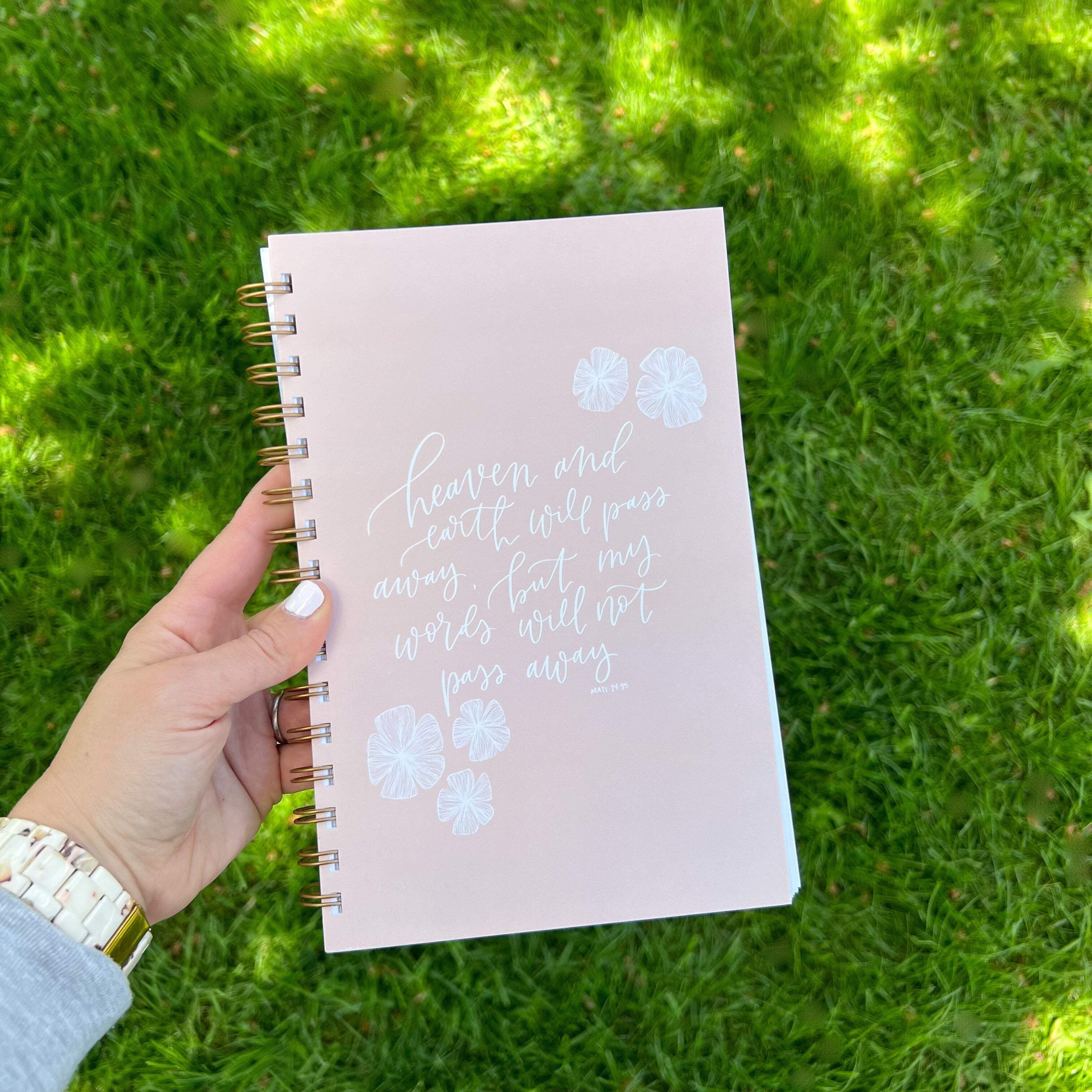 Notebook | Bible Study Worksheet | Pink | Matthew 24:35