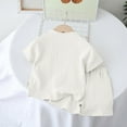thumbnail image 4 of Xudanell Baby Boys Short Set Toddler Boys Button Down Short Tops with Cotton Gauze Shorts Summer Beach Outfit (Beige, 12-18 Months), 4 of 4
