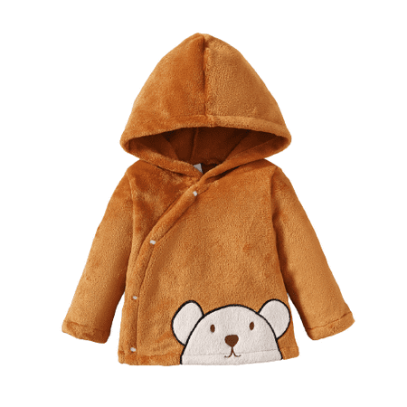 

NZRVAWS Baby Boys Clothes Bear Print Hoodies For Winter Baby Boys Coat 18-24 Months Brown