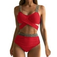 thumbnail image 3 of Sngxgn Women's Bikini Two Piece Swimsuit Back Lace up Adjustable Bathing Suit(Red,XL), 3 of 5