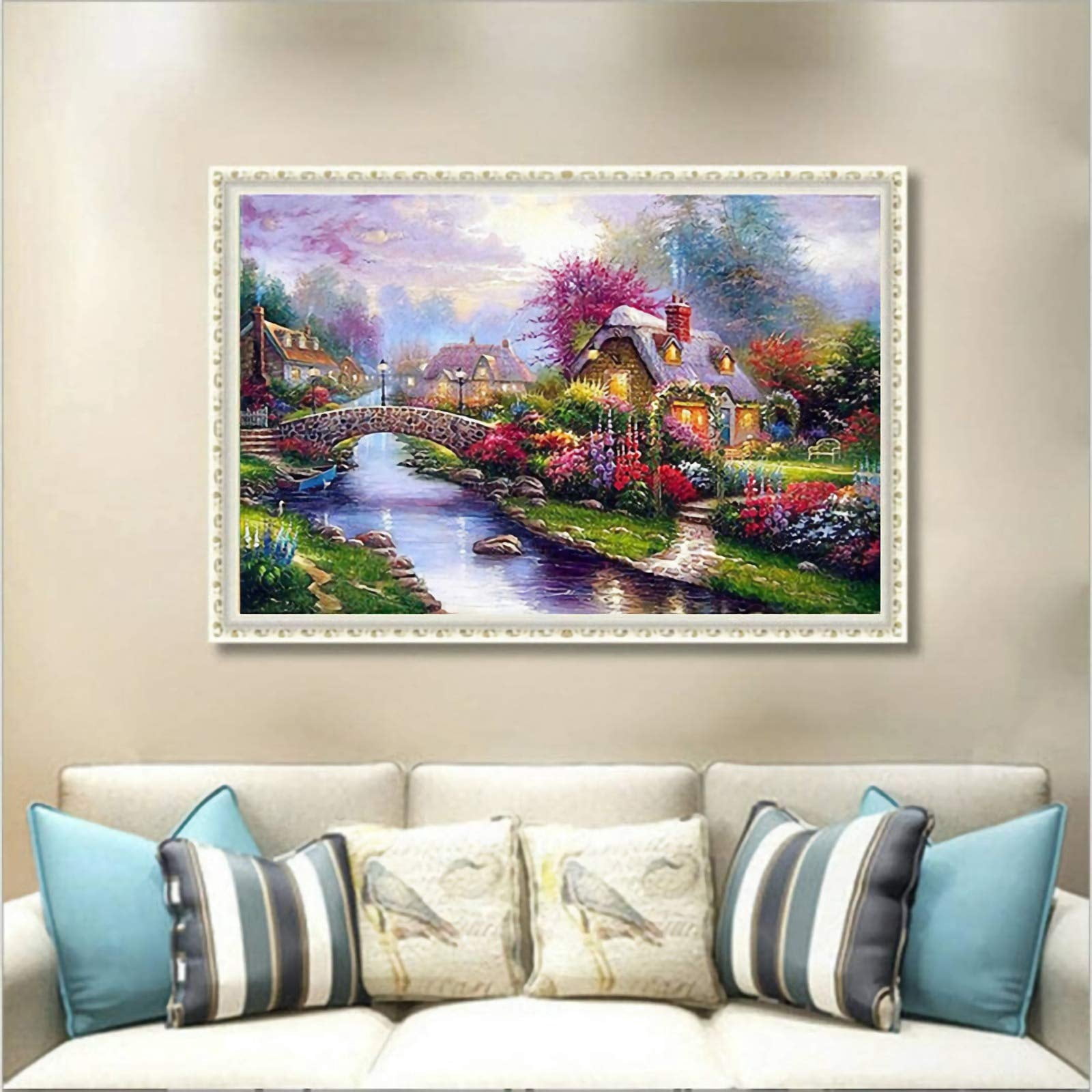 SPOKKI 2 Pack 5D DIY Diamond Painting Kits for Adults & Kids, Full Drill Crystal Rhinestone Art Crafts, Home Wall Decor, Embroidery Set