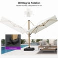 thumbnail image 4 of PURPLE LEAF 10’ x 13’ Rectangle Patio Cantilever Umbrella With Base Large Hanging Umbrella Teak Finished Aluminum Frame Windproof Offset Outdoor Sun Umbrellas for Beach Pool Deck, Cream, 4 of 11