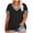 Black, variant on Staron Summer Tops for Women Lace Trim V Neck Short Sleeve Casual Beach Vacation Loose T-Shirt, Hot Pink S