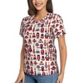 thumbnail image 2 of Vsdgher Rocket Pattern Women Shirts V Neck Short Sleeve Tops T-Shirt Basic Tees, S to 3XL3X-Large, 2 of 5