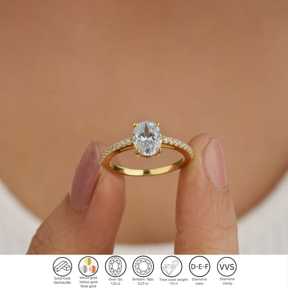 SOLITAIRE JEWELS 1.25 Ct Oval Cut Moissanite Engagement Ring, Solitaire Engagement Ring, Unique Ring, Moissanite Ring, Engagement Ring, Wedding Bridal Ring