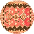 thumbnail image 1 of Ahgly Company Indoor Round Oriental Orange Traditional Area Rugs, 4' Round, 1 of 1