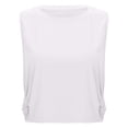thumbnail image 4 of FINALGANG Womens Solid Color Crew Neck Side Hollow Quick Dry Cropped Tank Tops Summer Loose Workout Beach Casual Athletic Sleeveless Shirts For Ladies Soft Top XL, 4 of 9