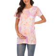 thumbnail image 1 of ZAXARRA Femmes Été Maternité Allaitement Tops Manches Courtes Col Rond Tie Dye Print en Vrac T-shirt, 1 of 9