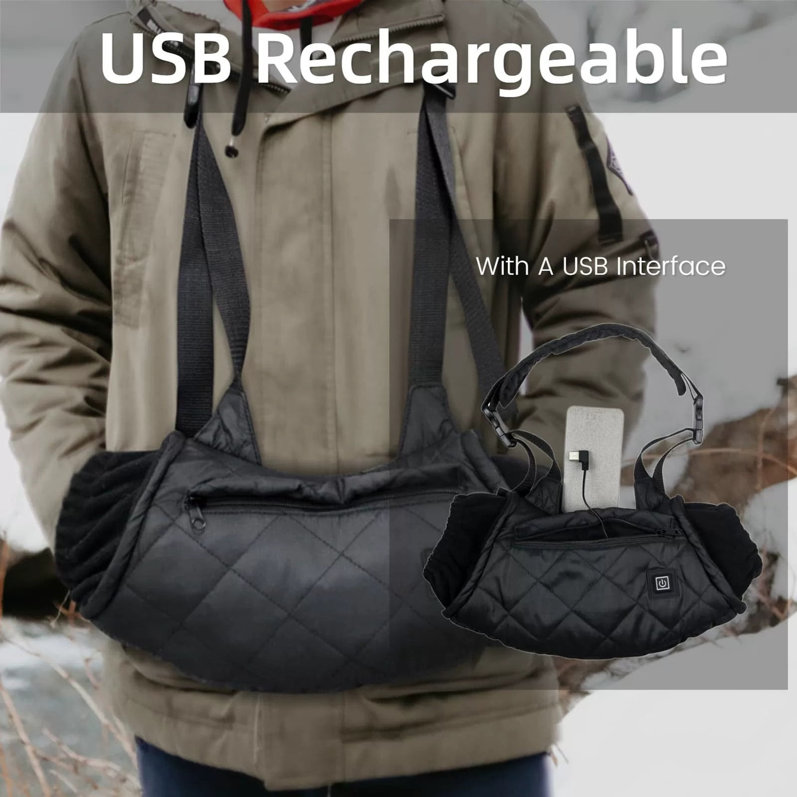 LLDYYDS USB Rechargeable Hand Warmer with 3 Heat Settings Portable Heating Device for Outdoor Ice Fishing and Camping Trips Rechargeable Battery Powered Personal Warmer
