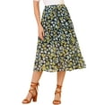 thumbnail image 5 of INSPIRE CHIC Women's Floral Midi Tiered Chiffon A-Line Swing Skirt M Black A, 5 of 6