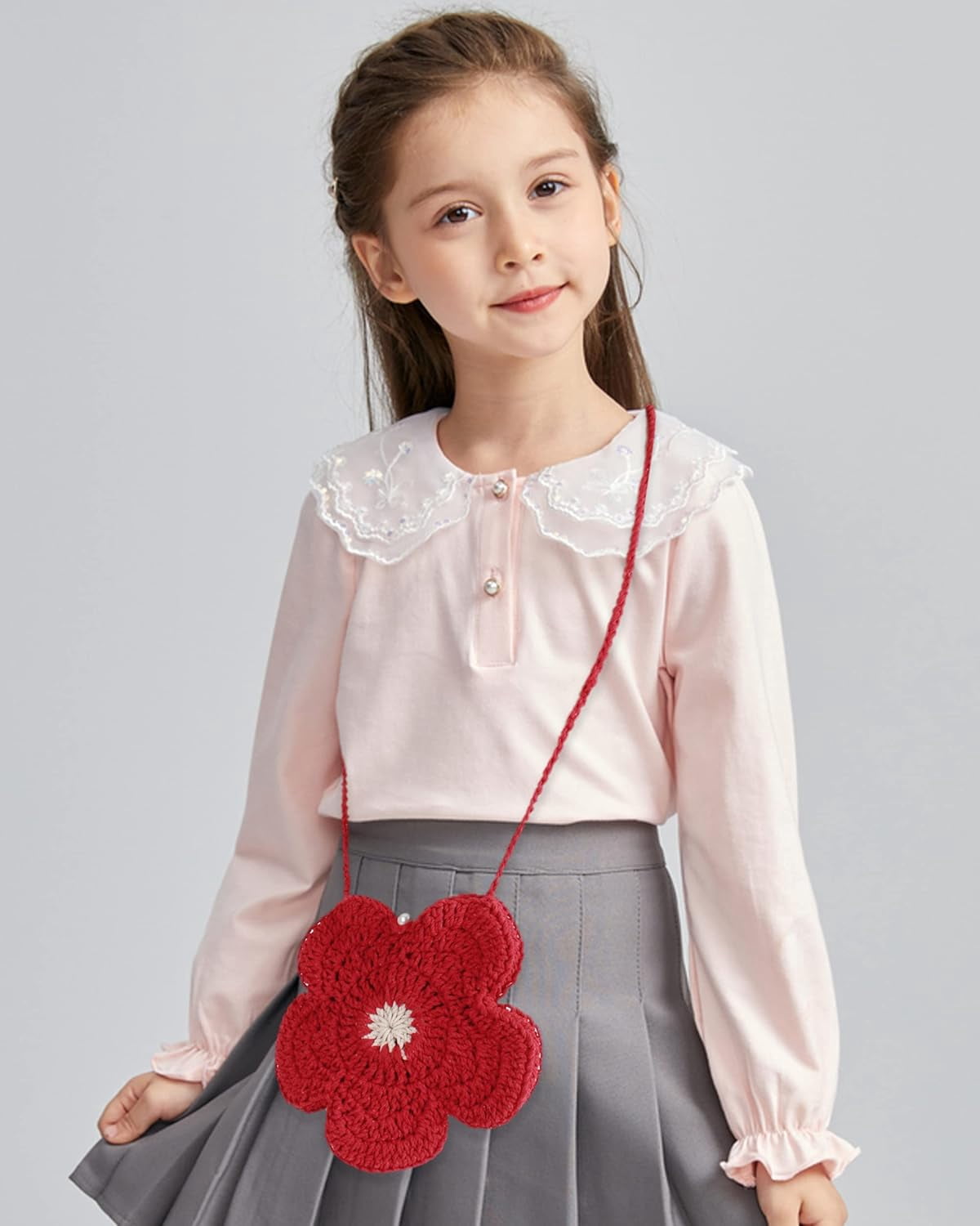 Women Mini Flower Cotton Crochet Crossbody Shoulder Bag Handbag Purse