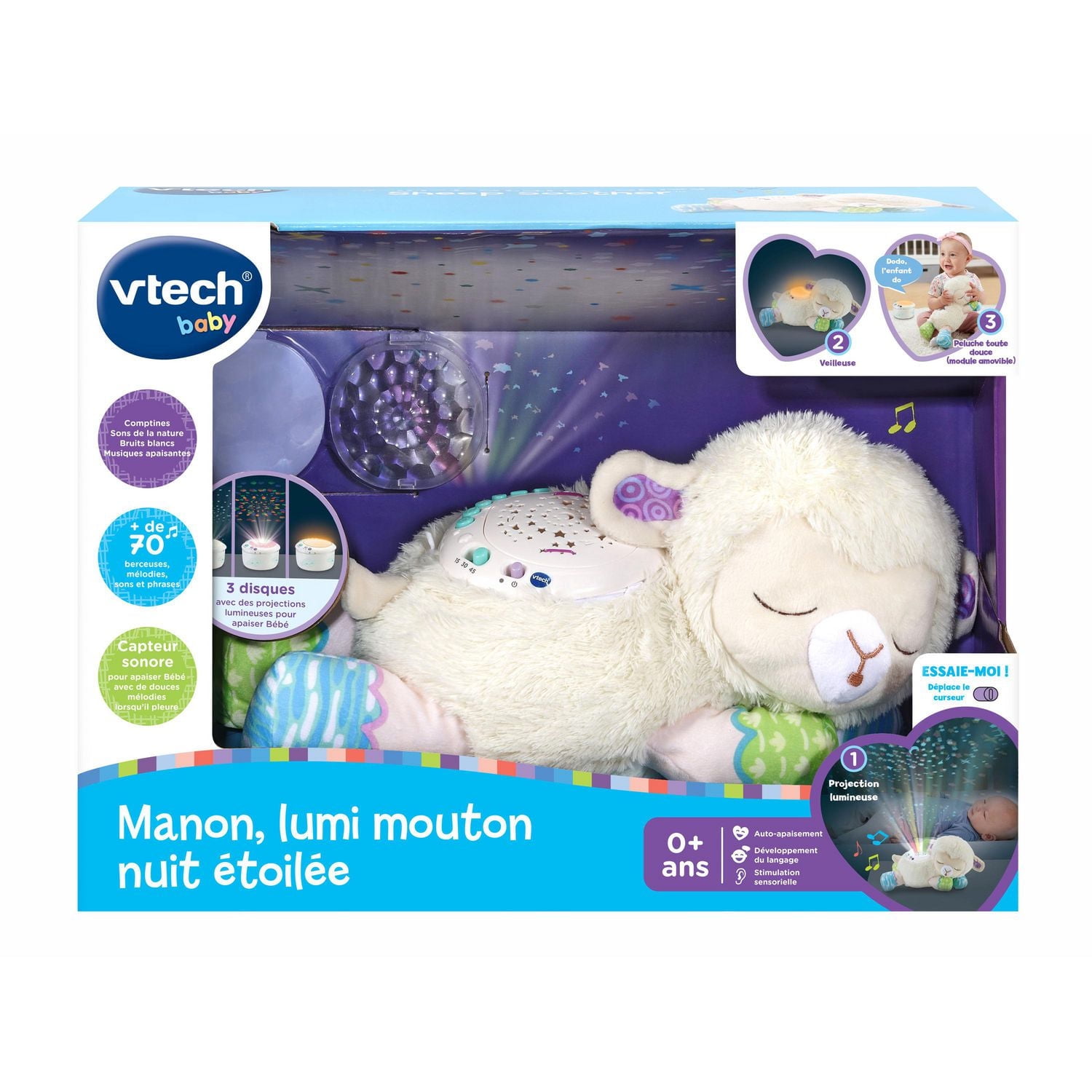 VTech 3-in-1 Starry Skies Sheep Soother™ - French Version, Birth+