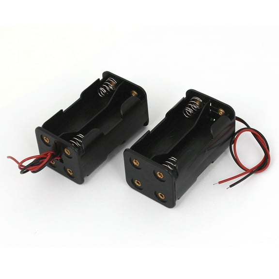 2pcs Plastic Double Sides 2-Wired 4 x 1.5V AA Battery Case Storage Boxes Holder