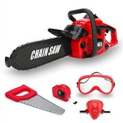 Kids Size Construction Yard Toy Pack Tool Big Play Realistic Chainsaw with Sound, Toddlers Pretend Play Yardwork Lawn Equipment Giant Plastic Chains Saw for Boys Garden Tool