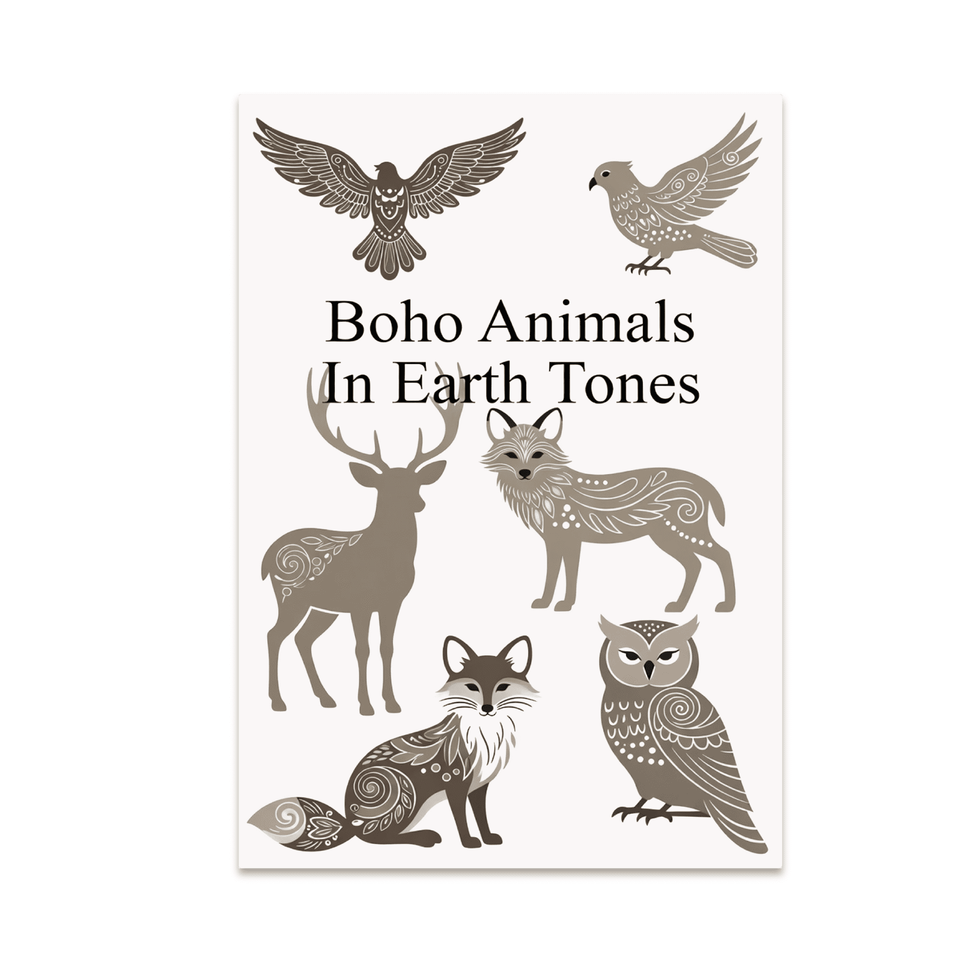 Boho Animals In Earth Tones - Animal Lover - 13x19 Poster Print