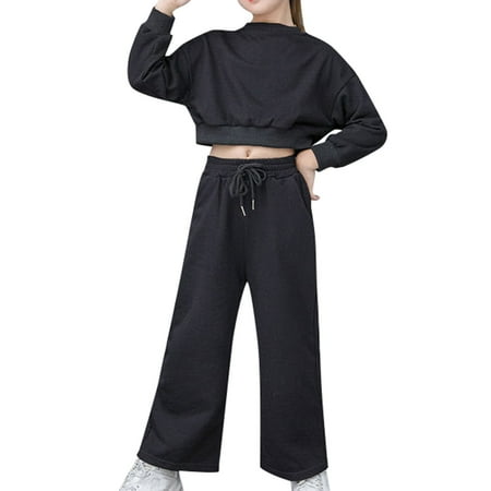 

Baby Girls Outfit Sets Long Sleeve Solid Sweatshirt Pullover Blouse Tops Wide Legged Pants Trousers Outfit Set 2Pcs Clothes