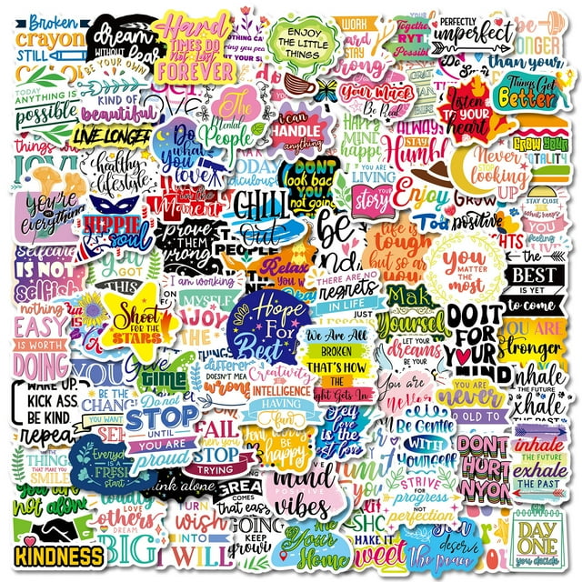 Paquete de pegatinas motivacionales, 50 unidades, en inglés inspirador