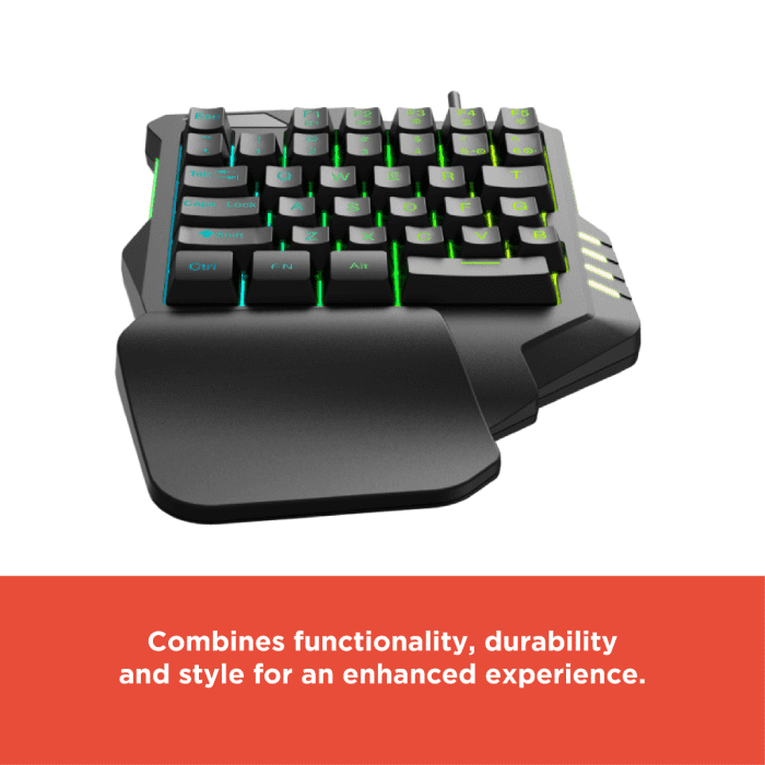 RadioShack One-Hand Gaming Keyboard, 35 Keys, RGB Backlit with 8 Colors, Macro Recording, Anti-Ghosting, USB-A Interface, 10 Million Key Lifespan, 1.6m Cable