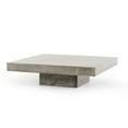thumbnail image 2 of Benjara Square Concrete Coffee Table with Pedestal Base- Gray, 2 of 7