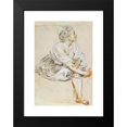 thumbnail image 2 of Jean-Antoine Watteau 11x14 Black Modern Framed Museum Art Print Titled - Seated Young Woman (1715-1717), 2 of 5