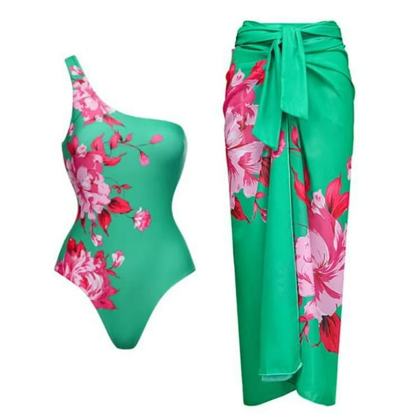 MKLEKYY Traje De Baño Mujer Women'S National Style Sexy Swimsuit Bikini Belted Swimsuit Blouse Set