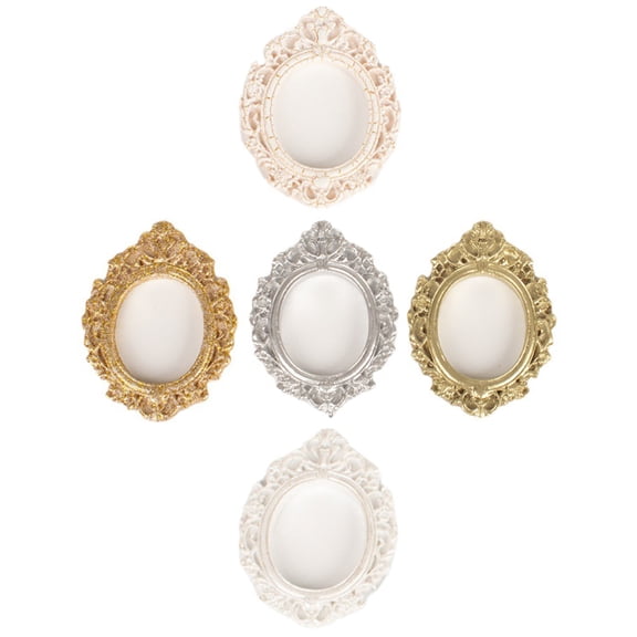 Toyvian 5pcs Mini Vintage Frames Resin Photo Frame Oval Decorative Home Decor Item