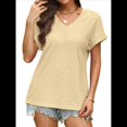 thumbnail image 1 of Camisetas Básicas de Verano de Corta con Cuello en V para Mujer, Elegantes, Informales, Holgadas, con Ojales, Conjuntos Bonitos y Fluidos Amarillo L, 1 of 7