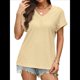 thumbnail image 1 of Camisetas Básicas de Verano de Corta con Cuello en V para Mujer, Elegantes, Informales, Holgadas, con Ojales, Conjuntos Bonitos y Fluidos Amarillo M, 1 of 7