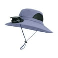 thumbnail image 4 of Ticikt Men Women Wide Brim Sun Hats with Solar Fan Waterproof Breathable Bucket Hat Outdoor Fishing Hat for Hiking Camping,Color:Dark Gray, 4 of 4