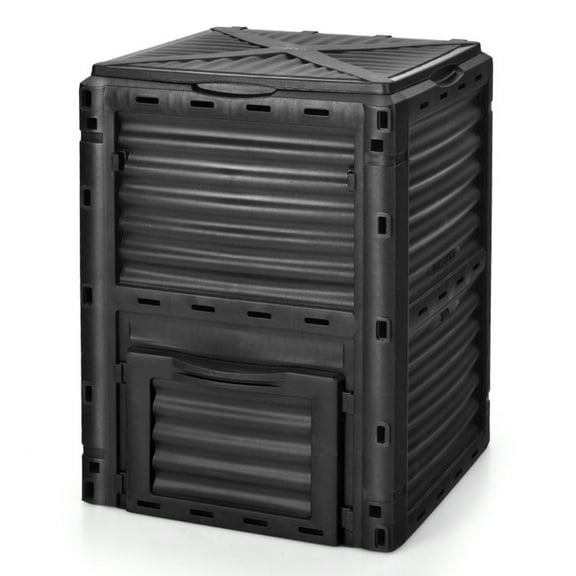 GVN 80-Gallon Outdoor Composter with Large Openable Lid and Bottom Exit Door-Black