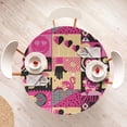 thumbnail image 4 of Ambesonne Emoji Fitted Round Tablecloth, Abstract Pop Art Flamingo, 45"- 56" Diameter, Pastel Pink Black and Peach, 4 of 5