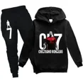thumbnail image 3 of Conjunto de 2 piezas de ropa con capucha y pantalones con estampado de fútbol CR7 para niños y niñas de 3 a 14 años, chándal para primavera y otoño, 3 of 4